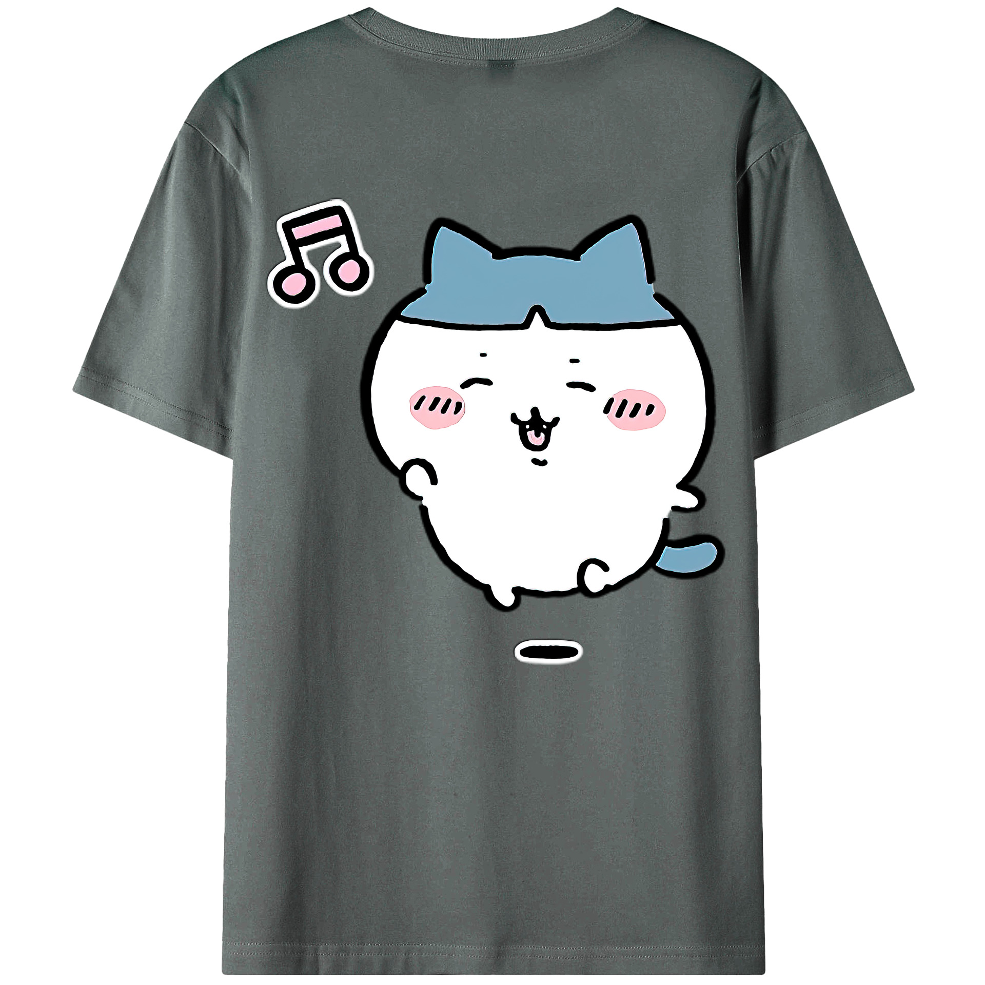 （画像用） ちいかわ ハチワレ Chii-kawa hachiware 綿100％ メンズ半袖Tシャツ（バックプリント） 通気性